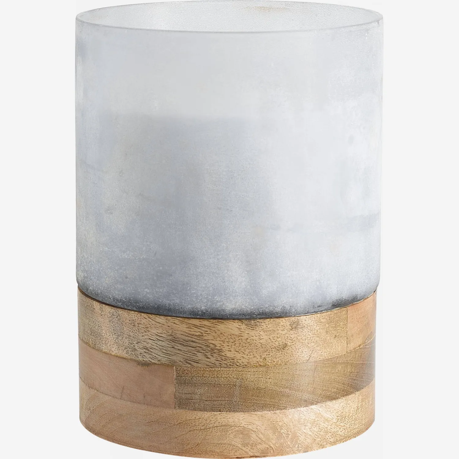Bougie en bois et verre soufflé bouche - 100 heures - Gris