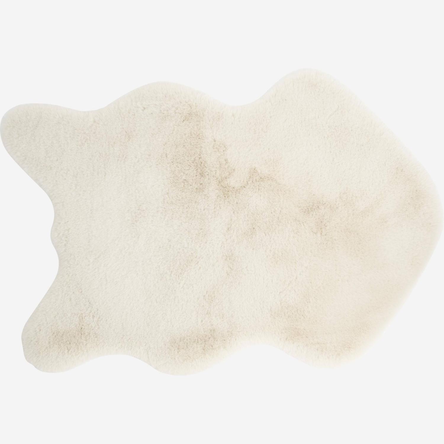Tapis en fausse fourrure - 60 x 90 cm - Blanc ivoire
