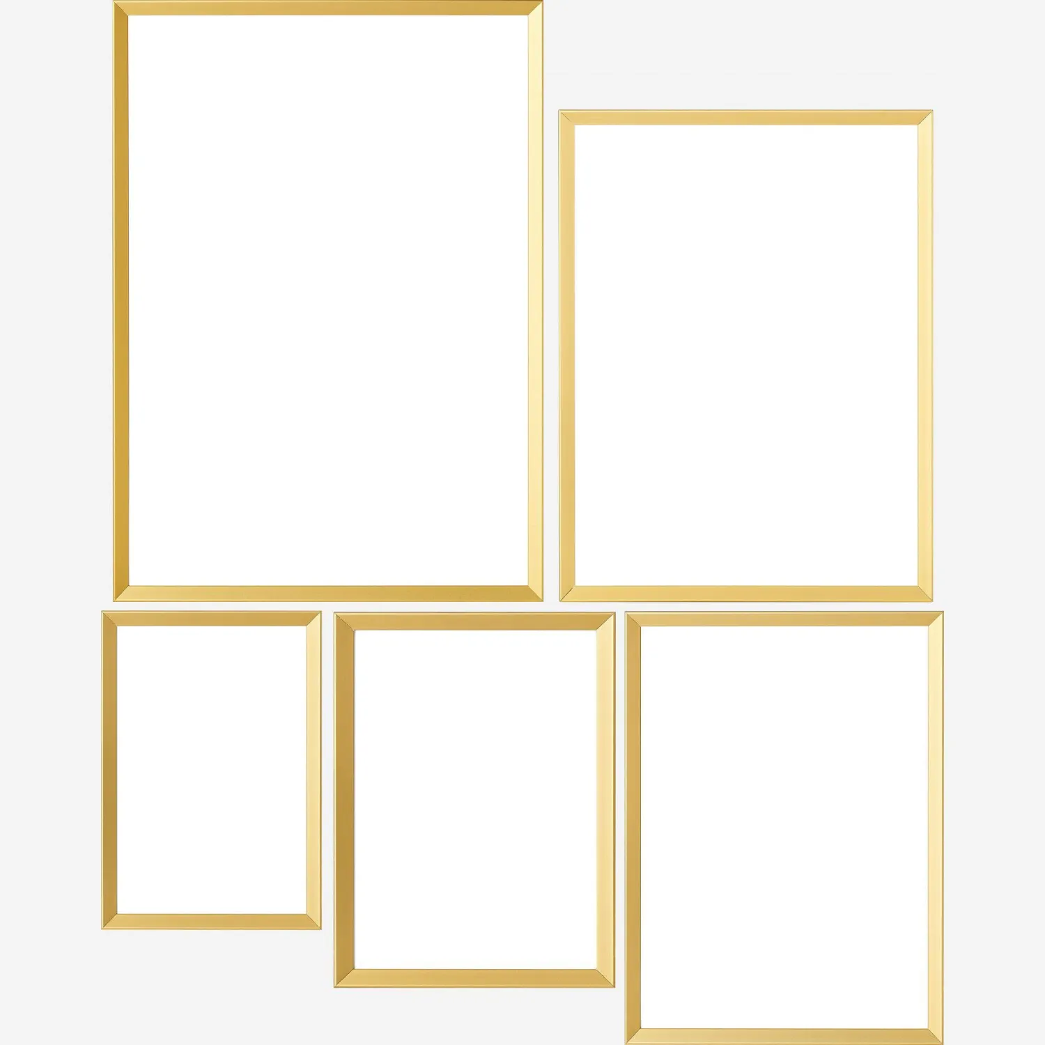 Lot de 5 cadres à poser en aluminium - Doré (Pack Valise)