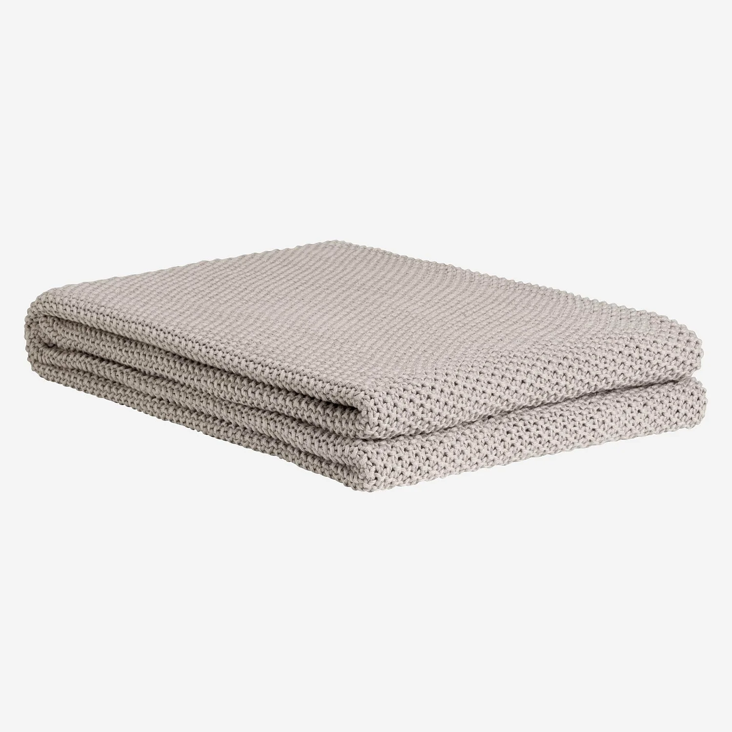 Plaid tricoté en coton - 130 x 170 cm - Gris - 4