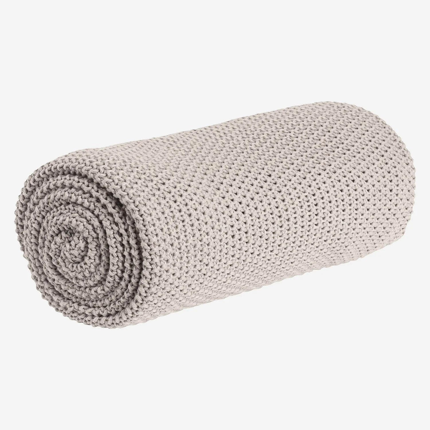 Plaid tricoté en coton - 130 x 170 cm - Gris - 6