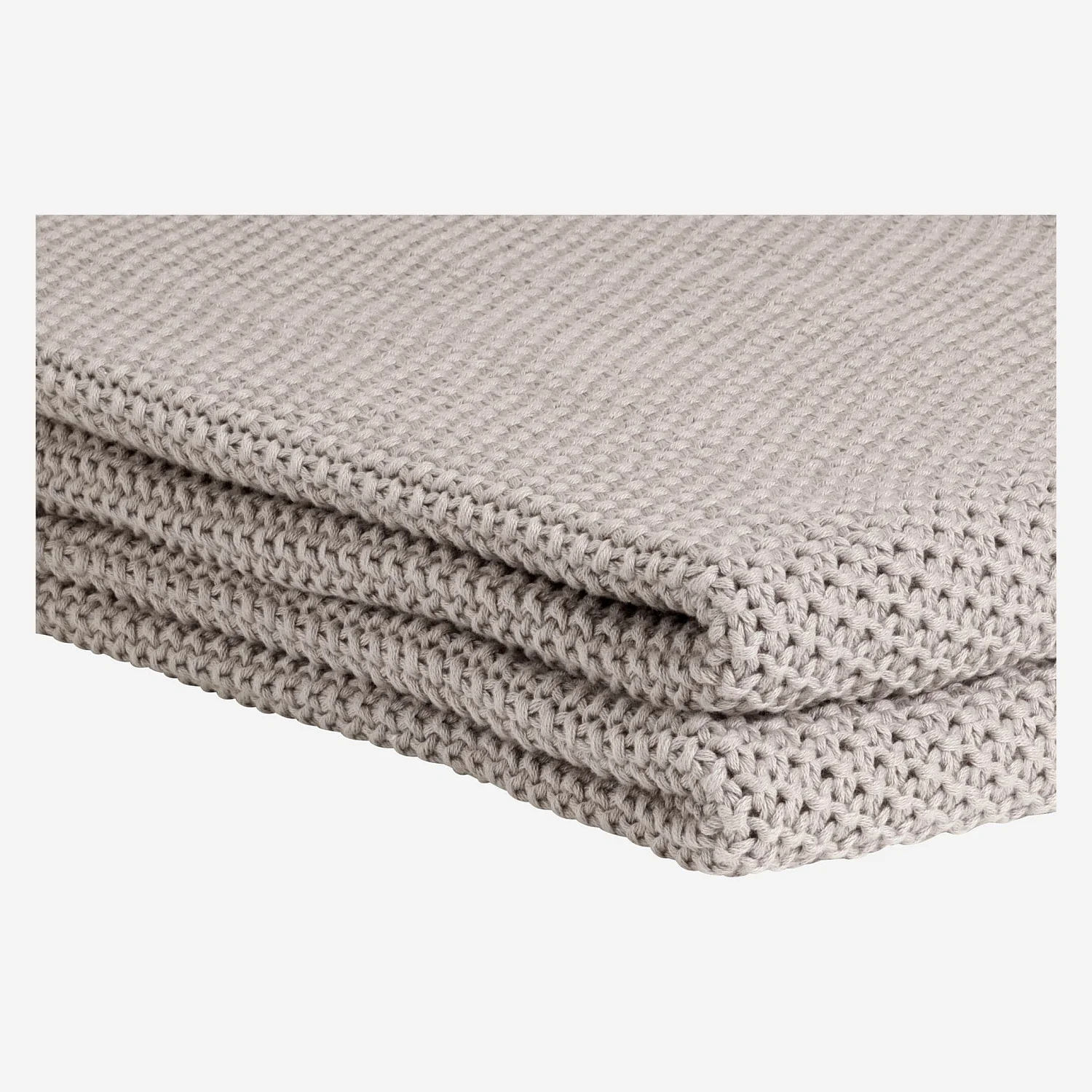Plaid tricoté en coton - 130 x 170 cm - Gris - 2