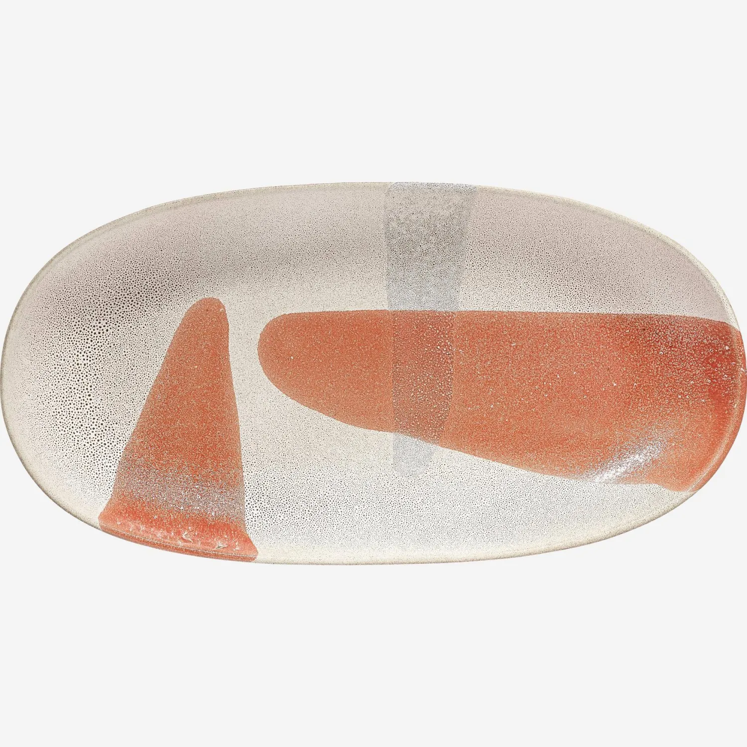 Plat en grès - 42 cm - Motif tache rouge