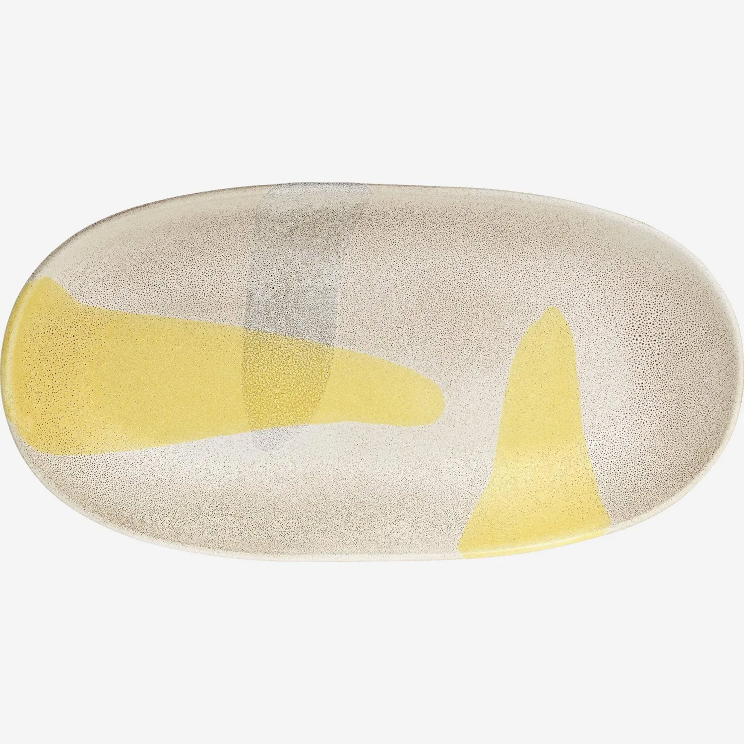 Plat en grès - 34 cm - Motif tache jaune