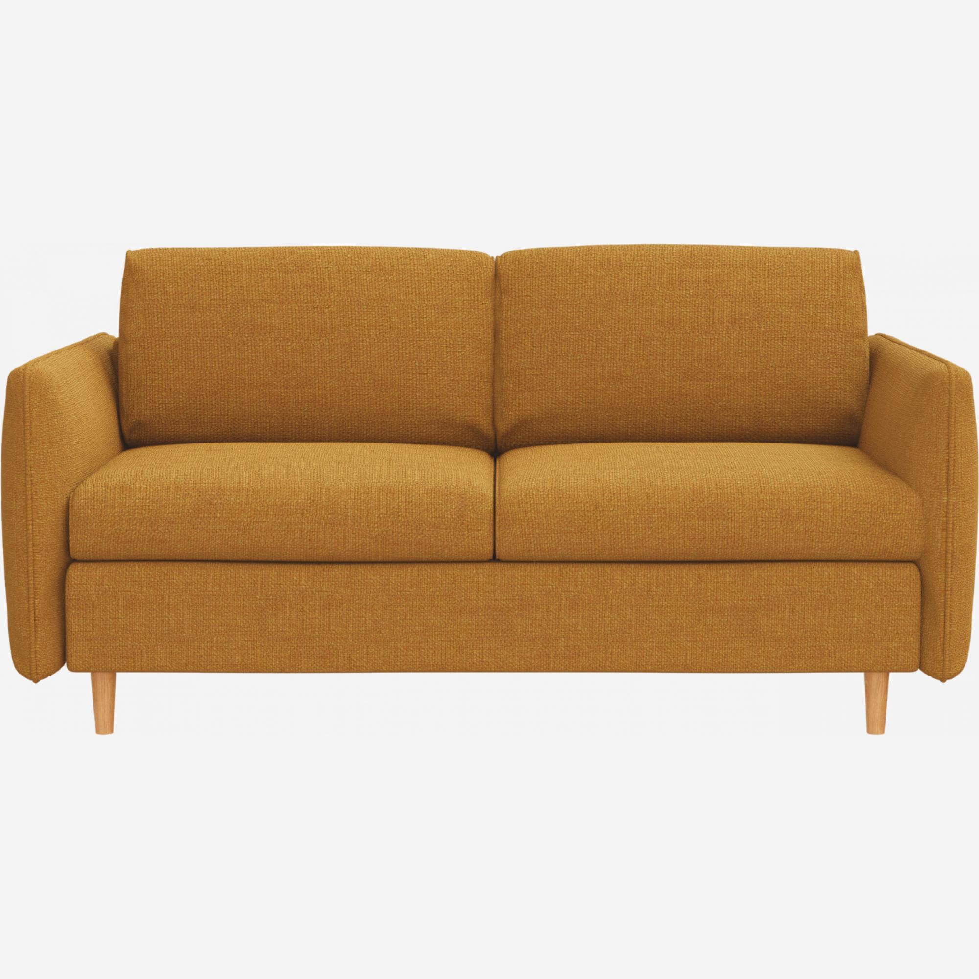 Ausziehbares 3-Sitzer-Sofa mit Stoffbezug - Senfgelb