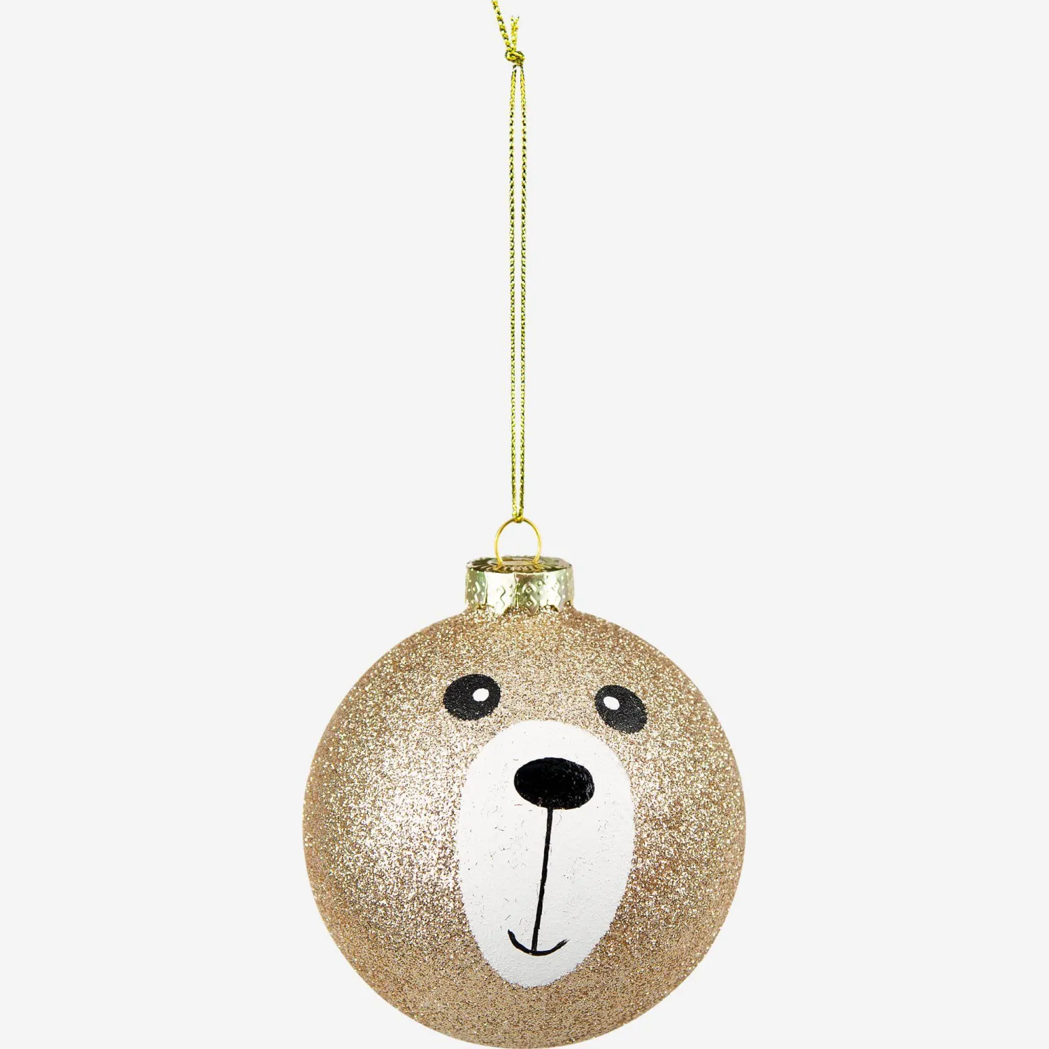 Décoration de Noël - Boule ours en verre à accrocher - Doré