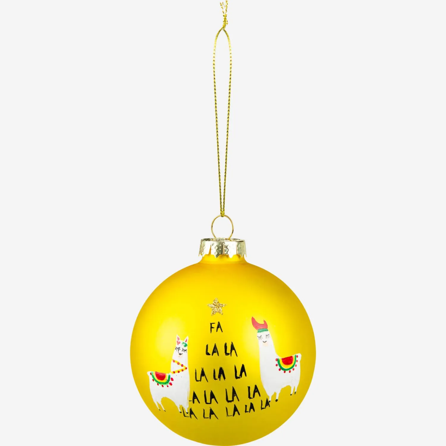 Décoration de Noël - Boule lama en verre à accrocher - Jaune