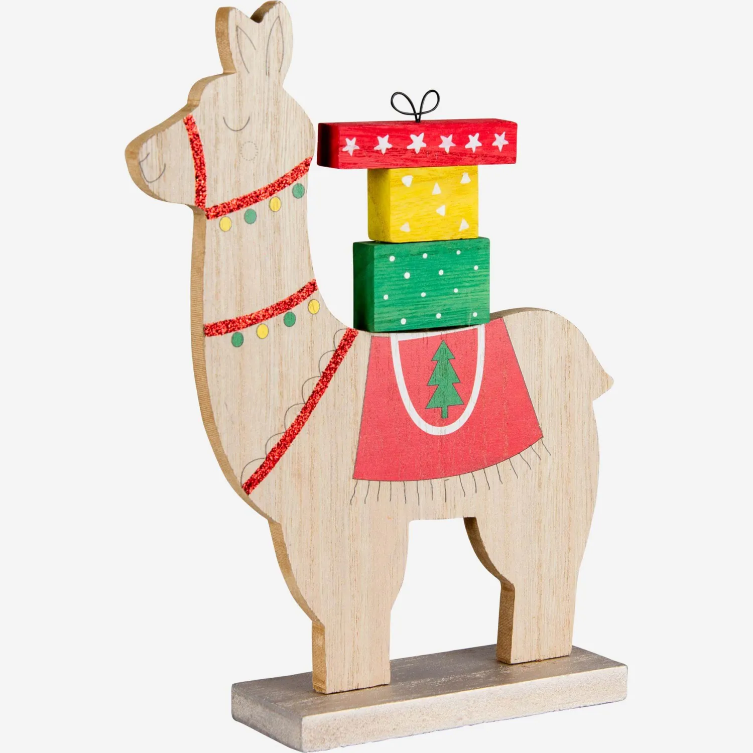 Décoration de Noël - Lama en bois à poser - 18 cm
