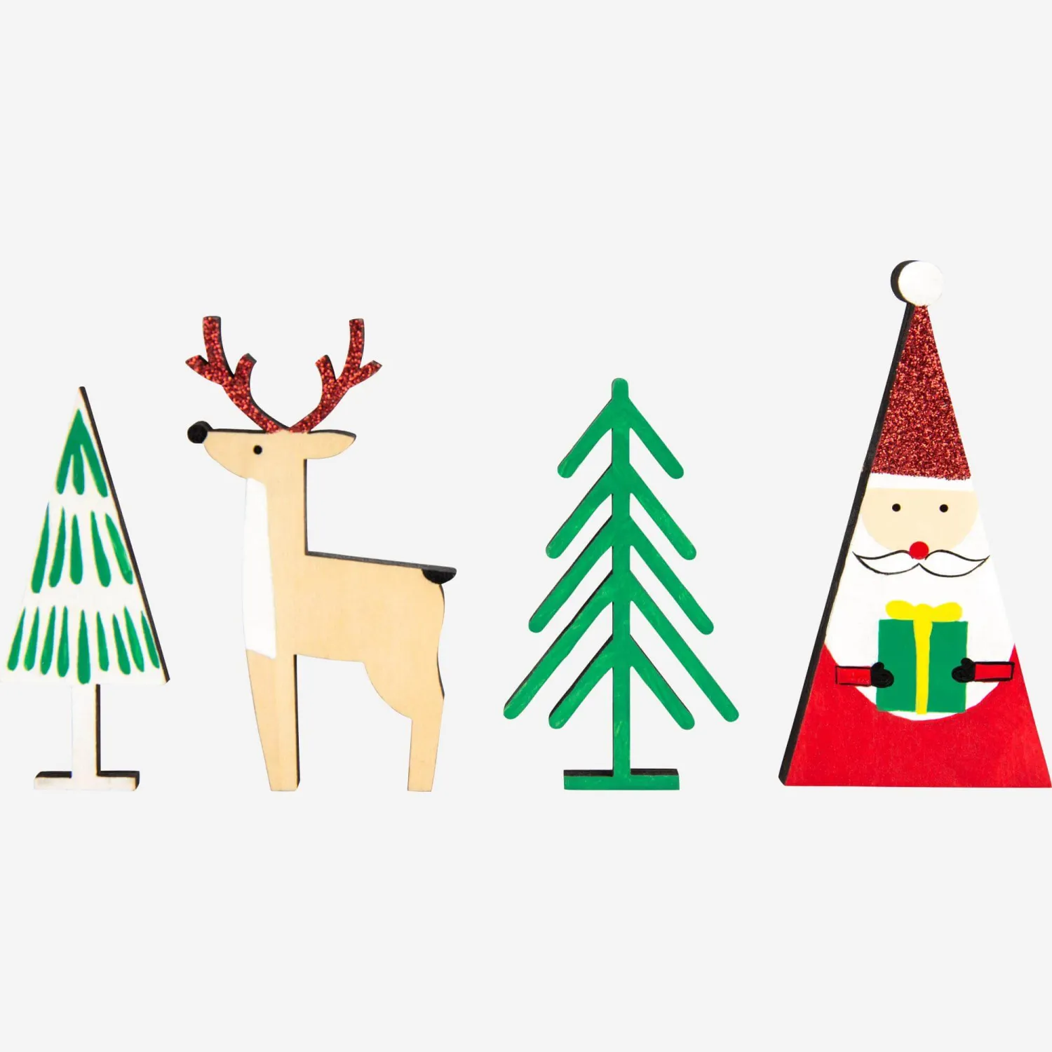 Weihnachtsschmuck - 4er-Set Figuren aus Holz zum Hinstellen