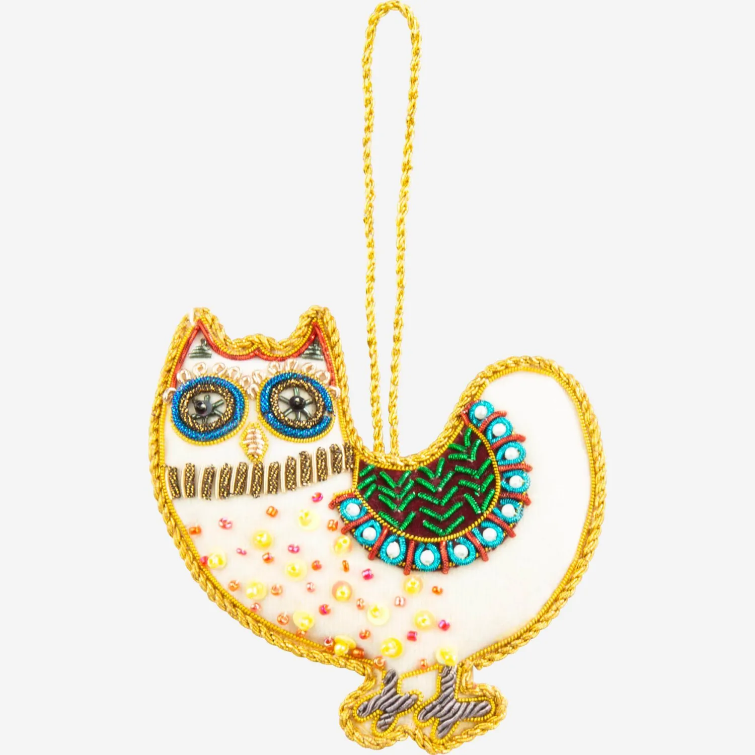 Décoration de Noël - Hibou en velours à accrocher