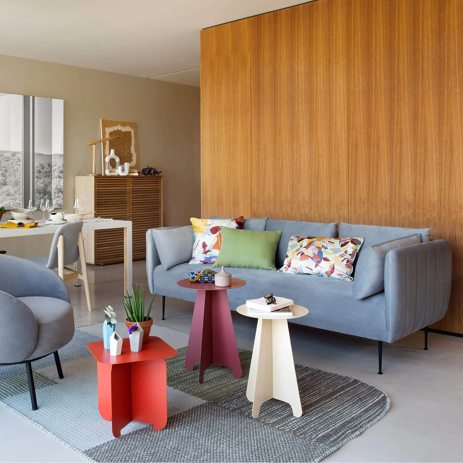 Canapé 3 places en velours - Gris - 1