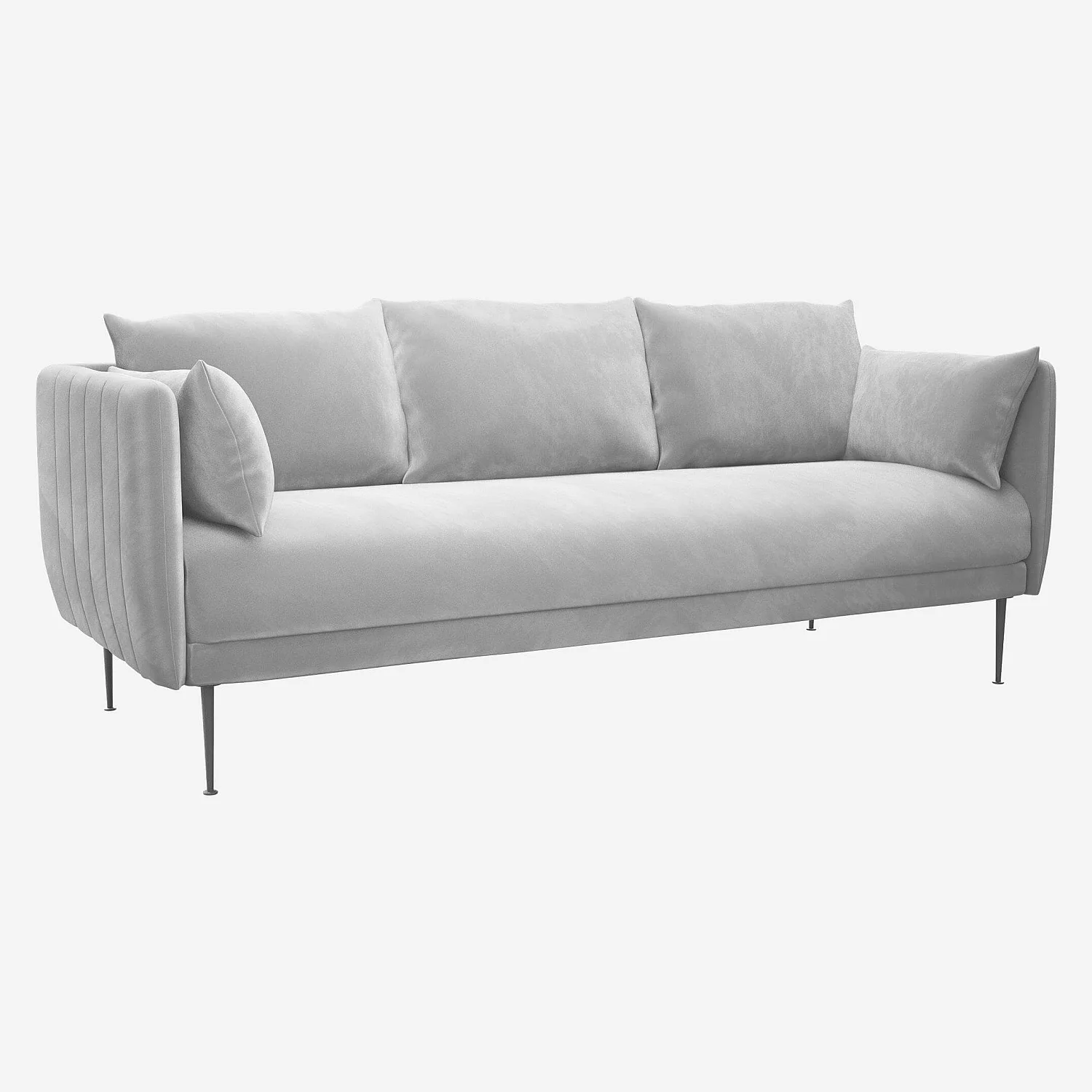 Canapé 3 places en velours - Gris - 3