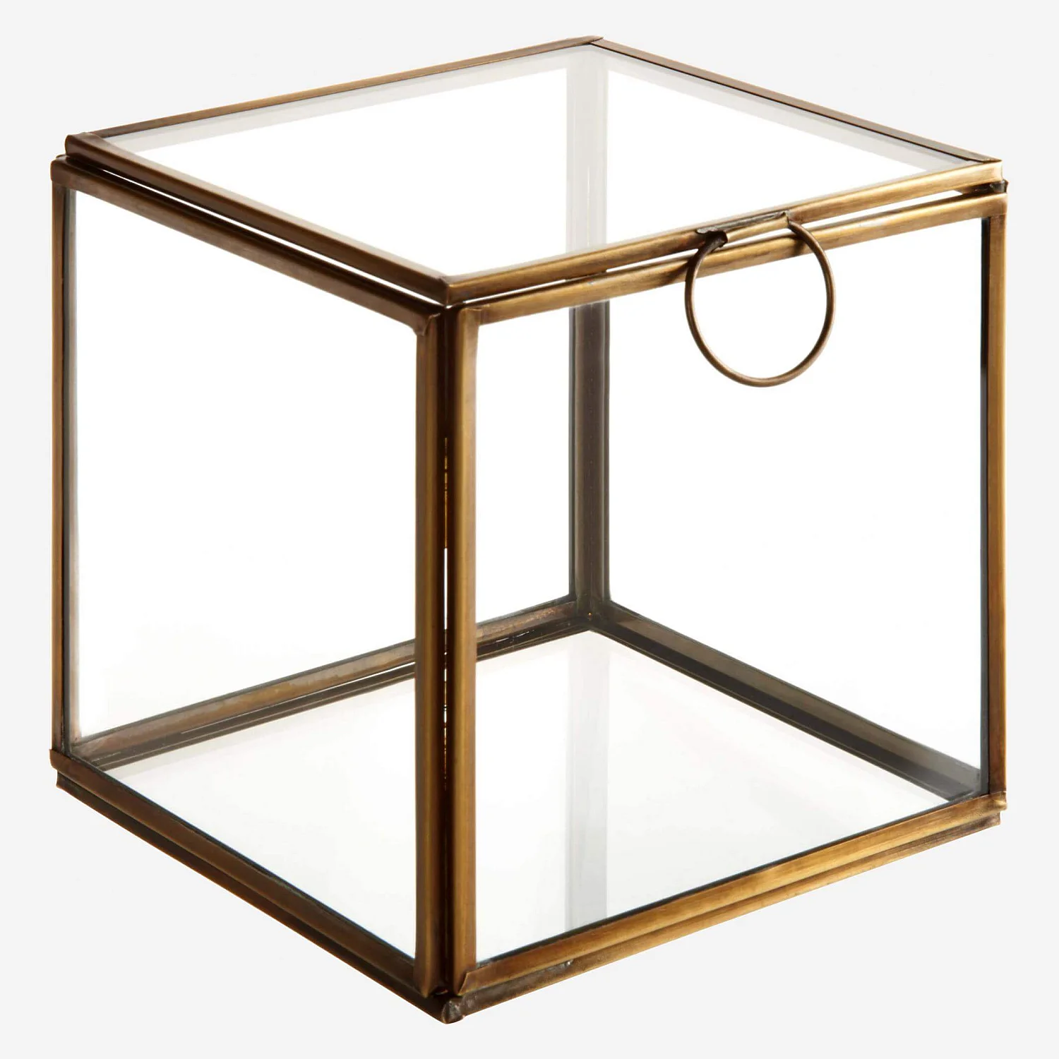 Boîte carré en verre - 13 x 13 x 13 cm – Transparent et doré - 4