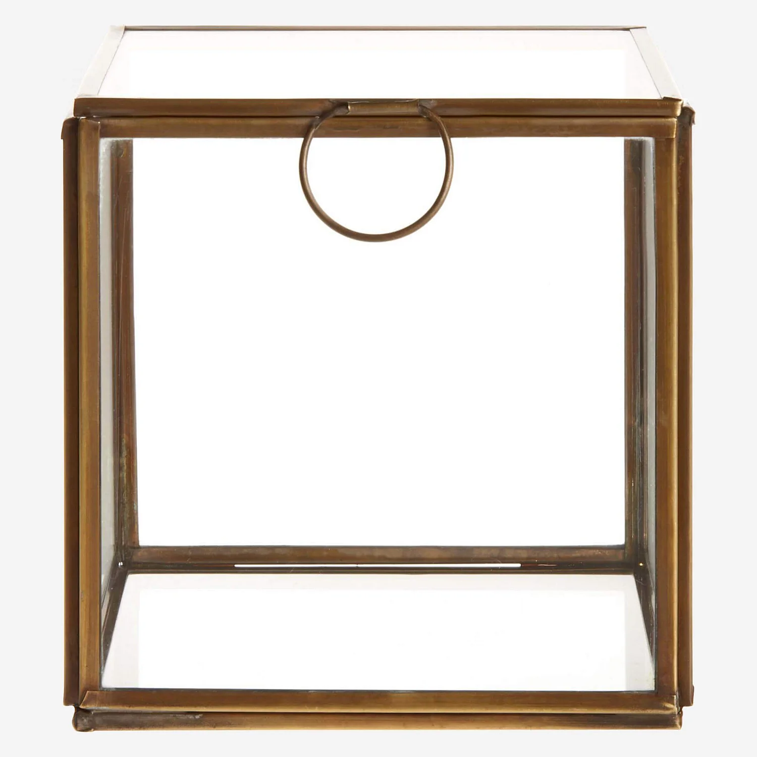 Boîte carré en verre - 13 x 13 x 13 cm – Transparent et doré - 2