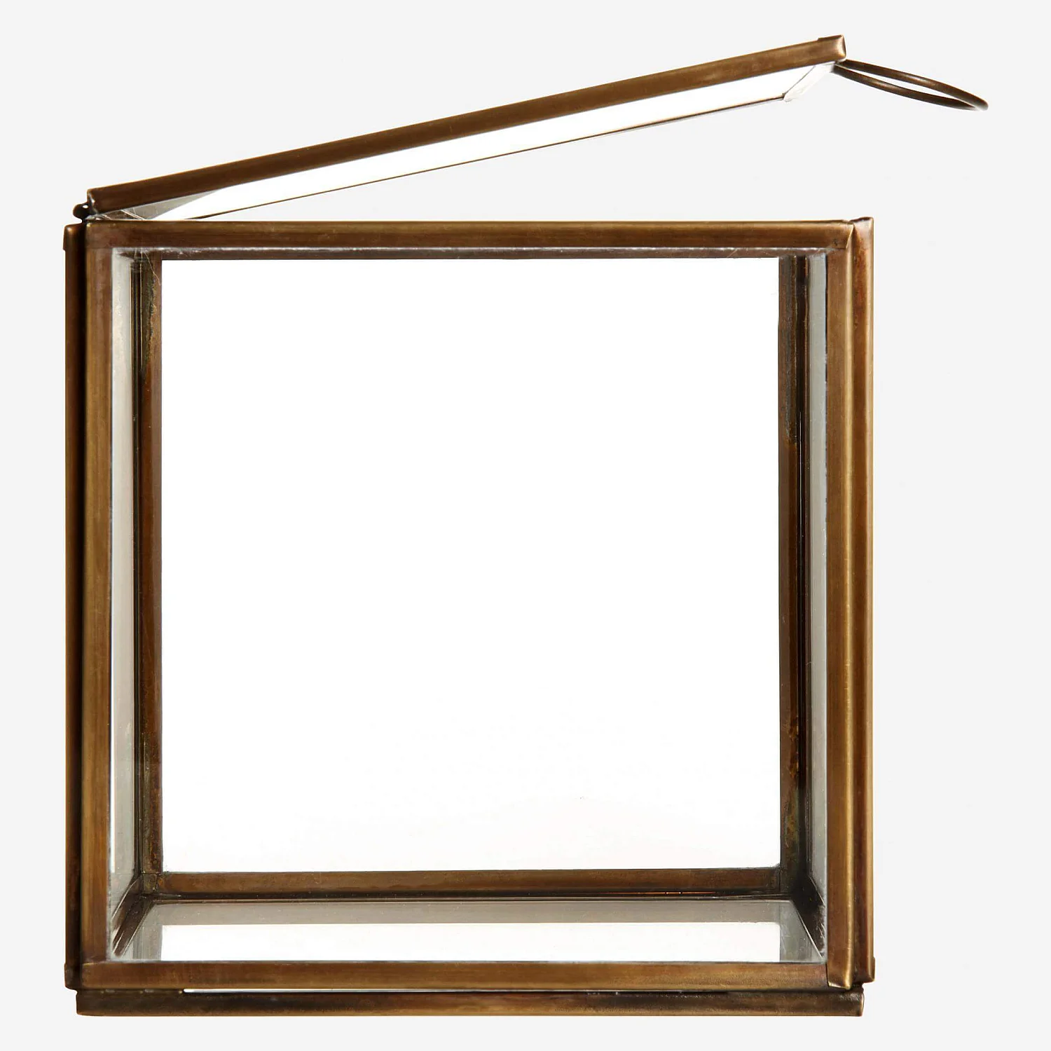 Boîte carré en verre - 13 x 13 x 13 cm – Transparent et doré - 7