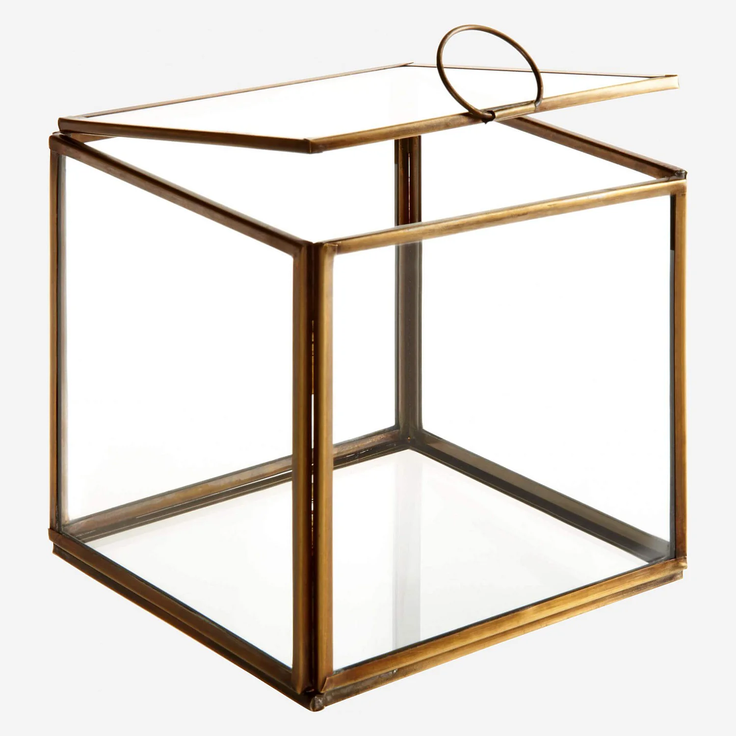 Boîte carré en verre - 13 x 13 x 13 cm – Transparent et doré - 5