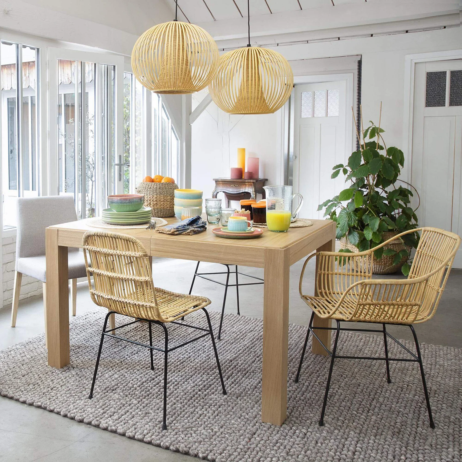 Tafel met verlengstukken van eiken - Naturel - 3