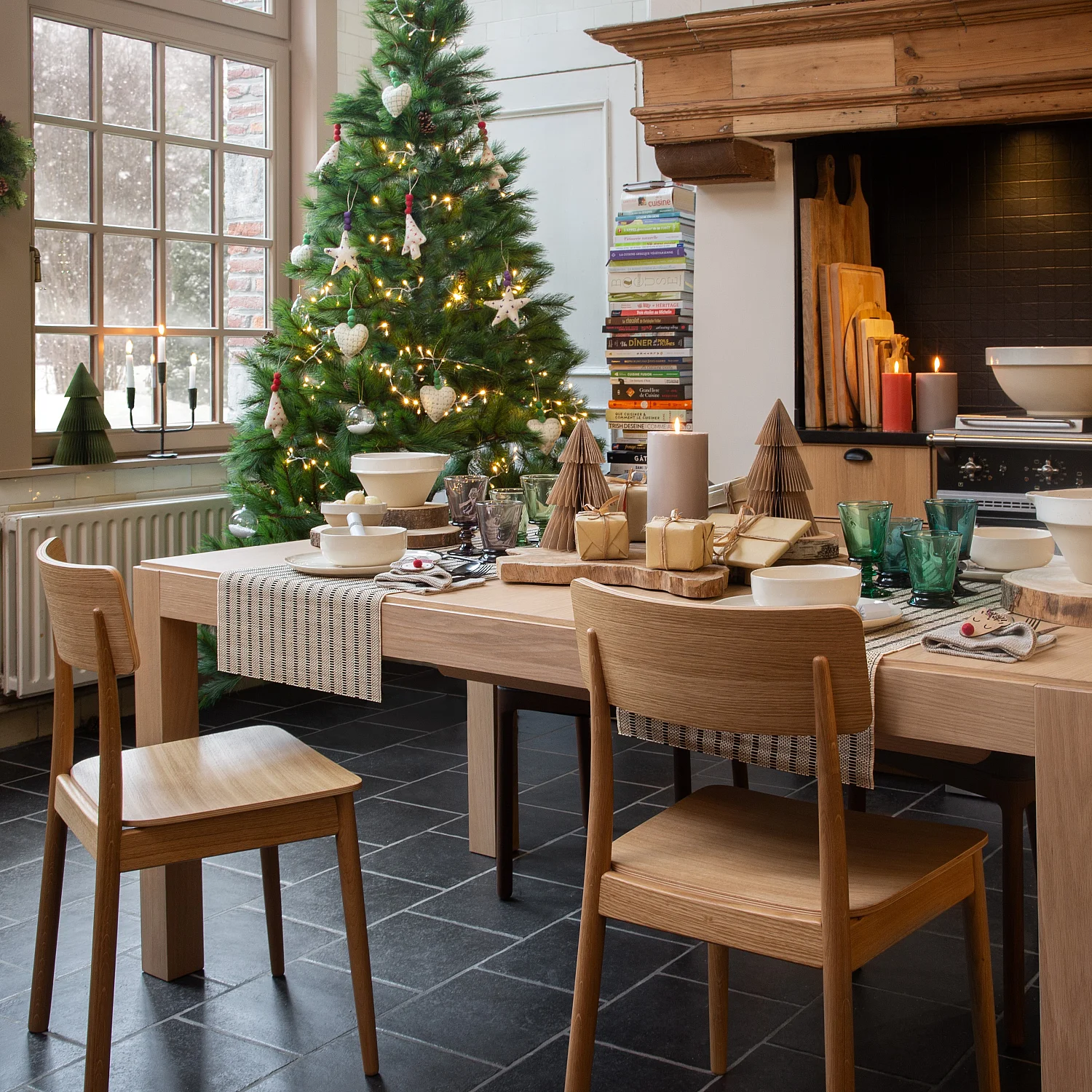 Tafel met verlengstukken van eiken - Naturel - 1