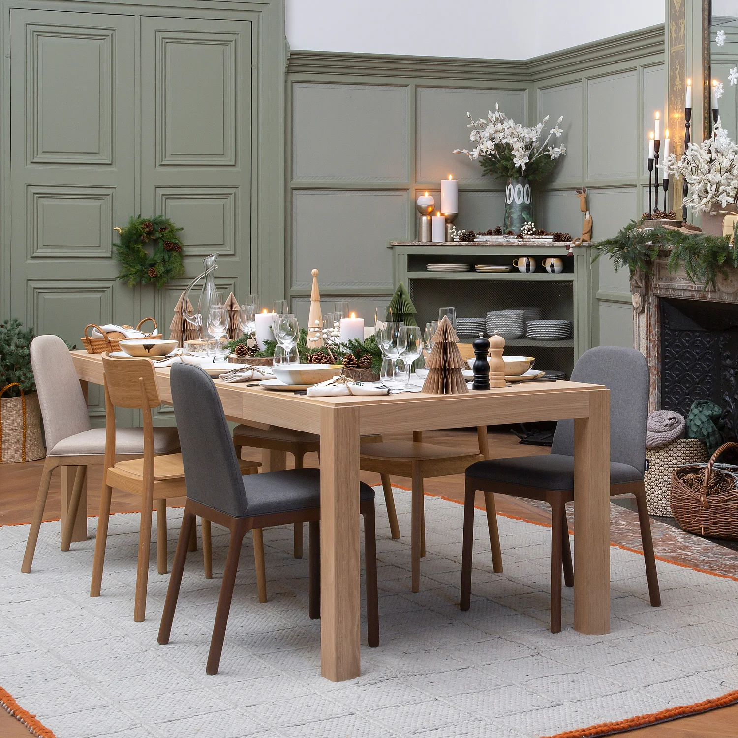 Tafel met verlengstukken van eiken - Naturel - 11