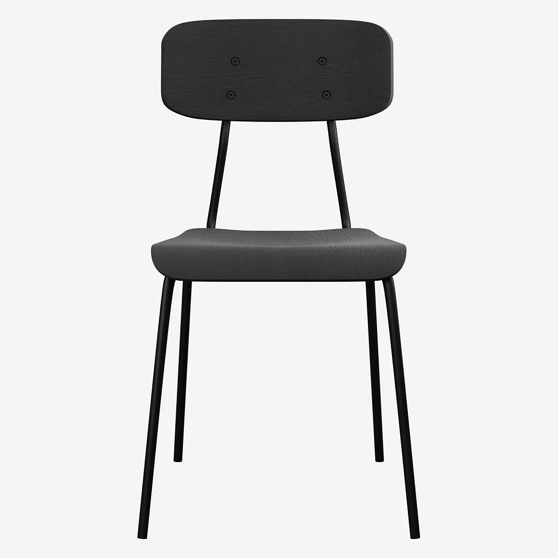 Chaise en chêne et pieds en acier laqué - Noir - 3