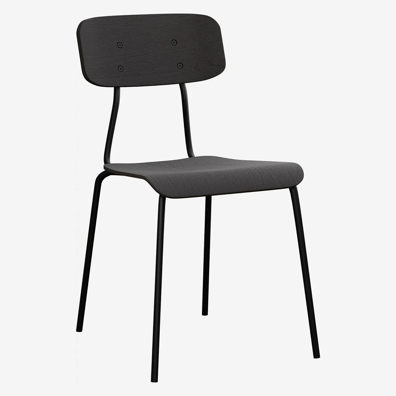 Chaise en chêne et pieds en acier laqué - Noir - 1