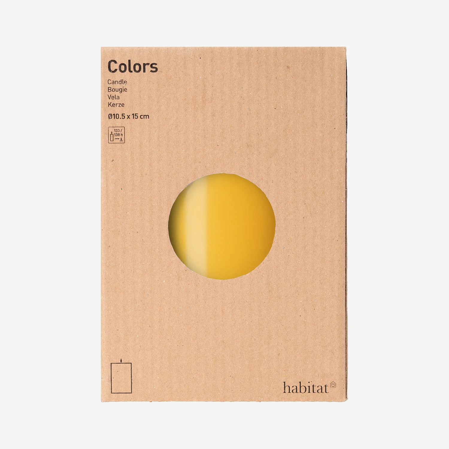Bougie cylindrique - 10,5 x 15 cm - Jaune - 4