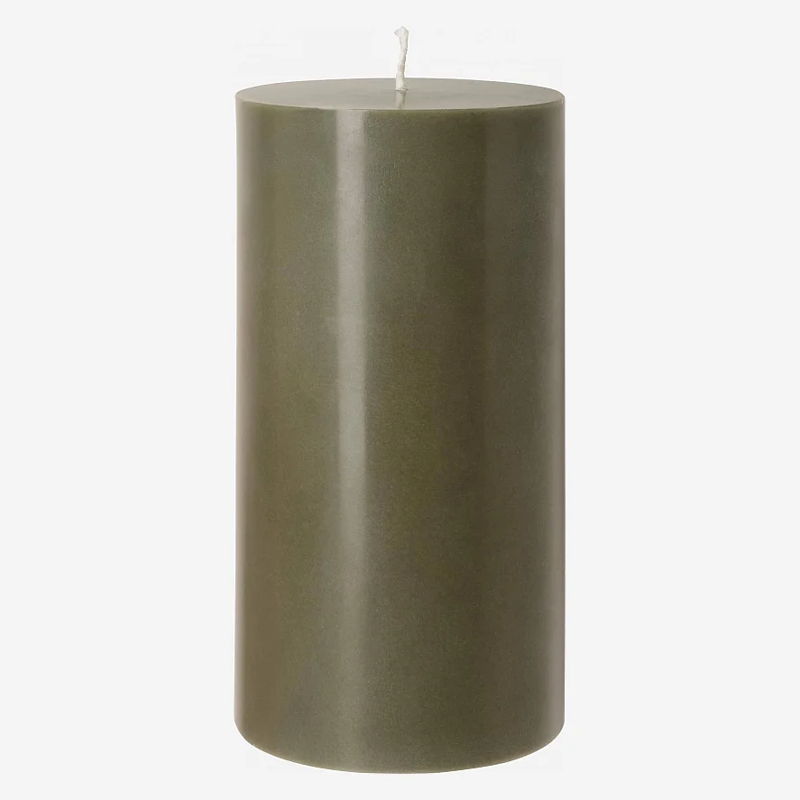 Stumpenkerze - 7,5 x 15 cm - Khaki - 1