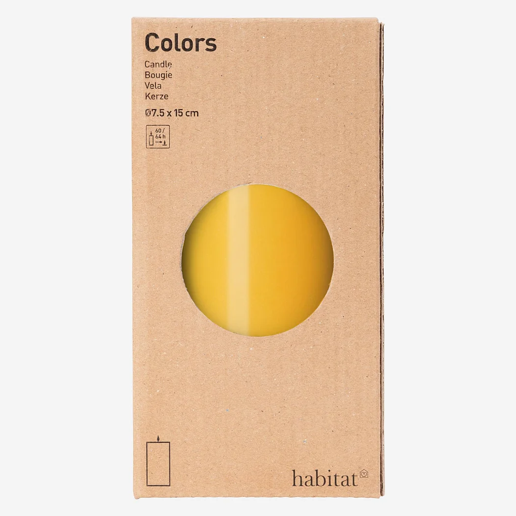 Cilindervormige kaars - 7,5 x 15 cm - Geel - 2