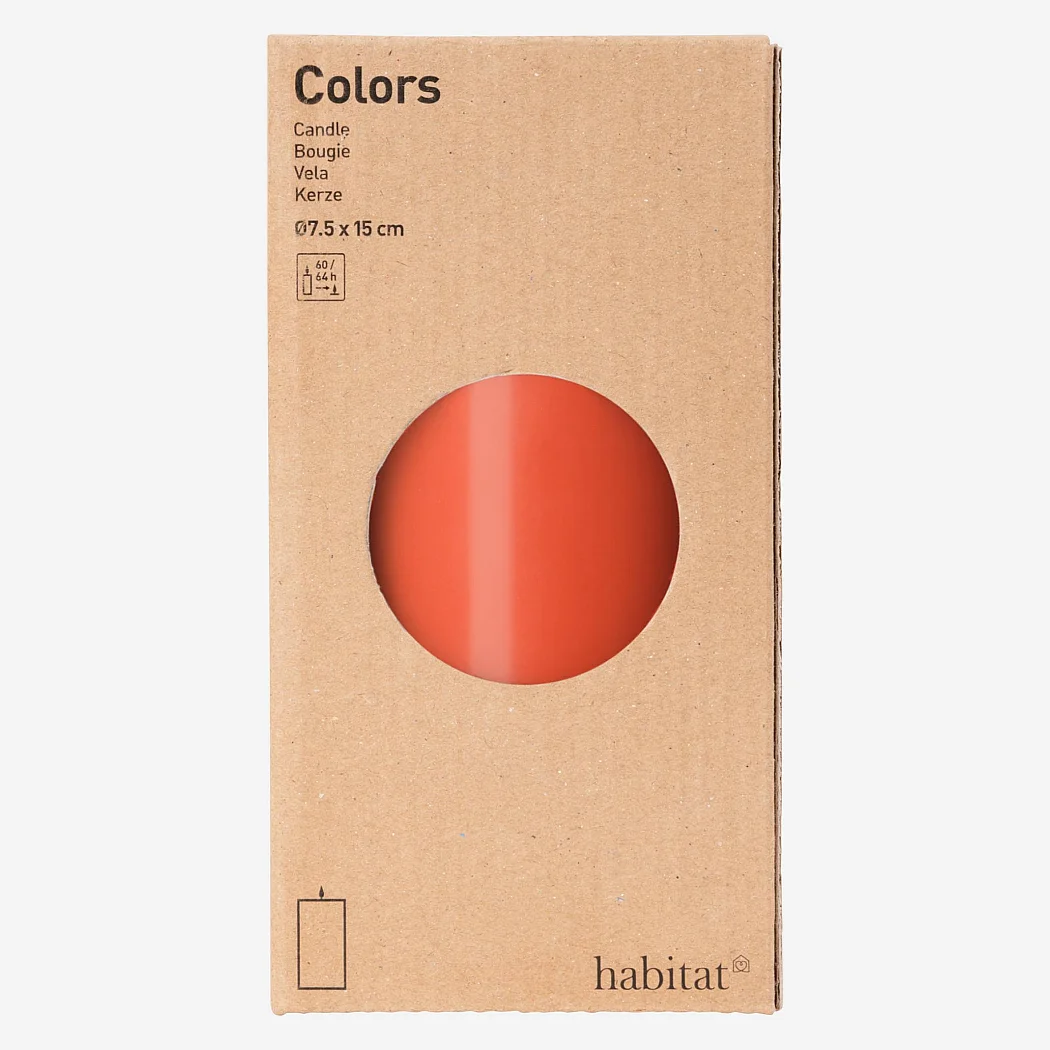 Cilindervormige kaars - 7,5 x 15 cm - Koraalrood - 2