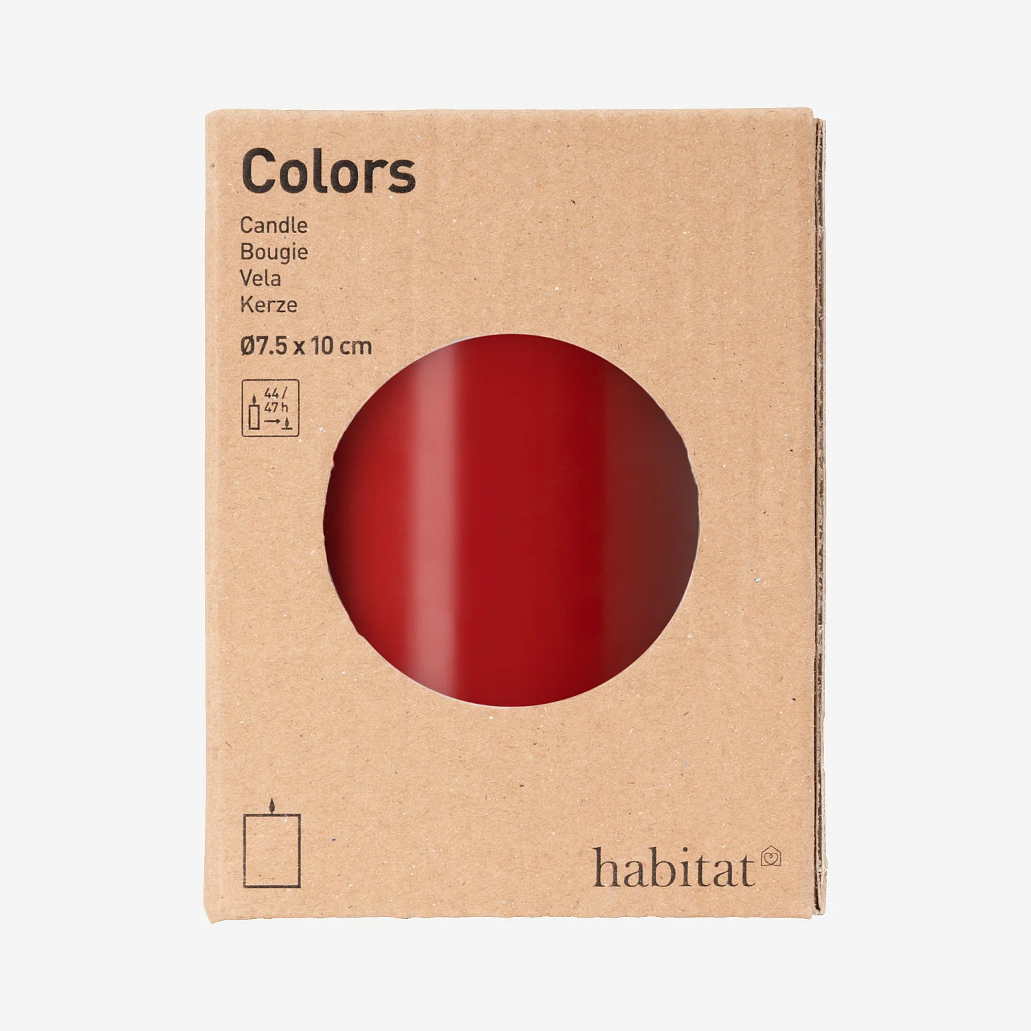 Bougie cylindrique - 7,5 x 10 cm - Rouge - 2