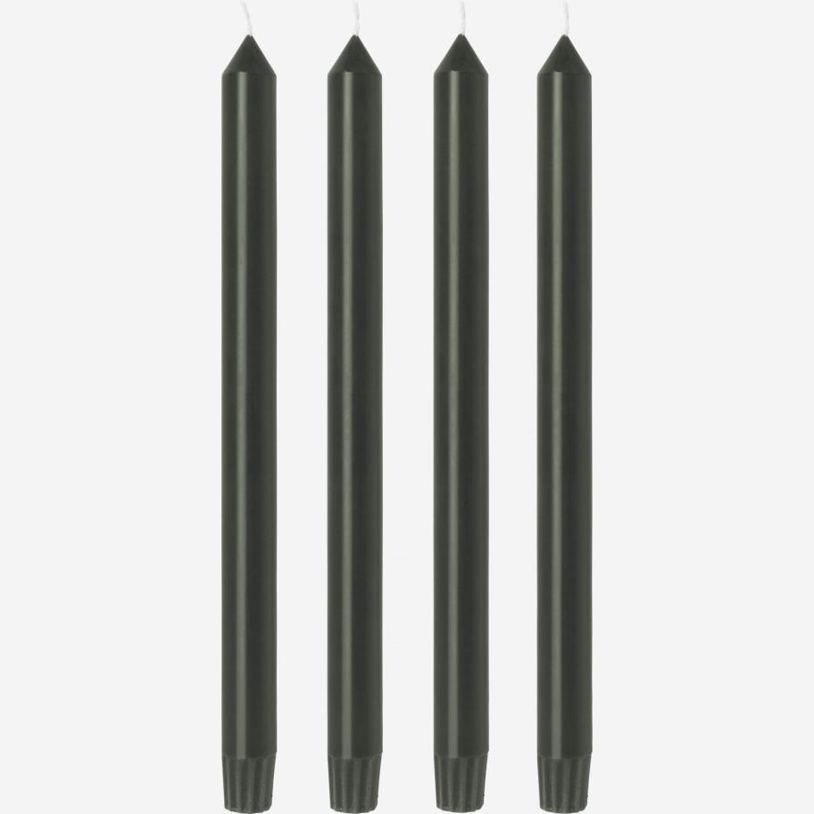 Lot de 4 bougies cierges - Gris foncé