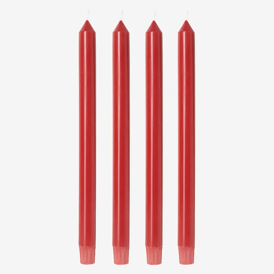 Lot de 4 bougies cierges - Rouge - 1