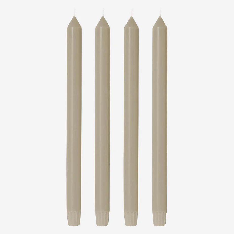 Lot de 4 bougies cierges - Taupe - 1
