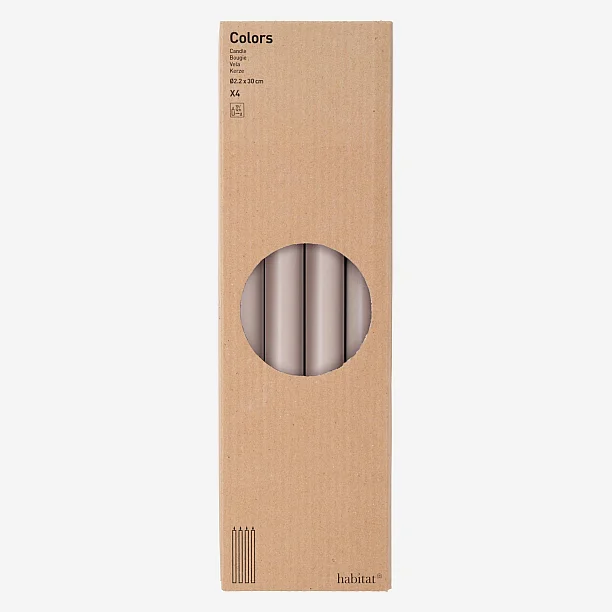 Lot de 4 bougies cierges - Taupe - 2