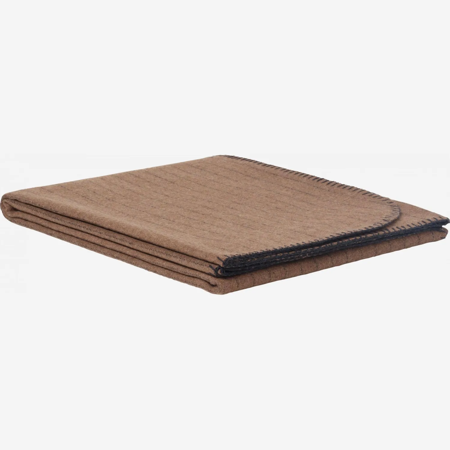 Plaid aus Wolle - 130 x 170 cm - Dunkelbraun
