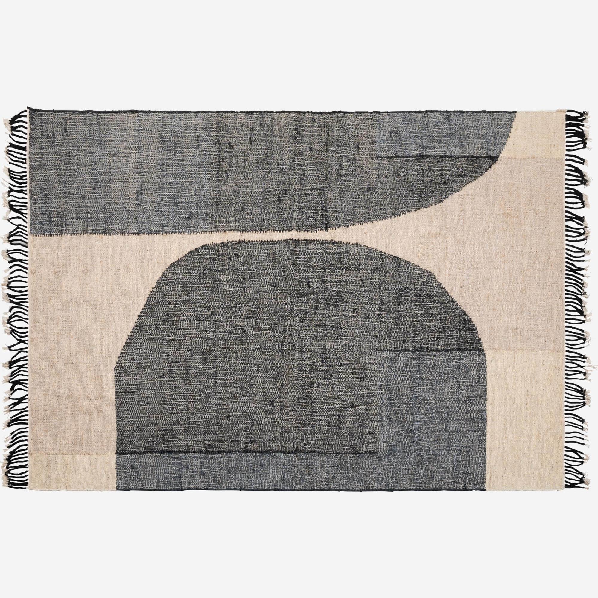 Handgewebter Teppich aus Jute und Baumwolle - 170 x 240 cm - Motiv