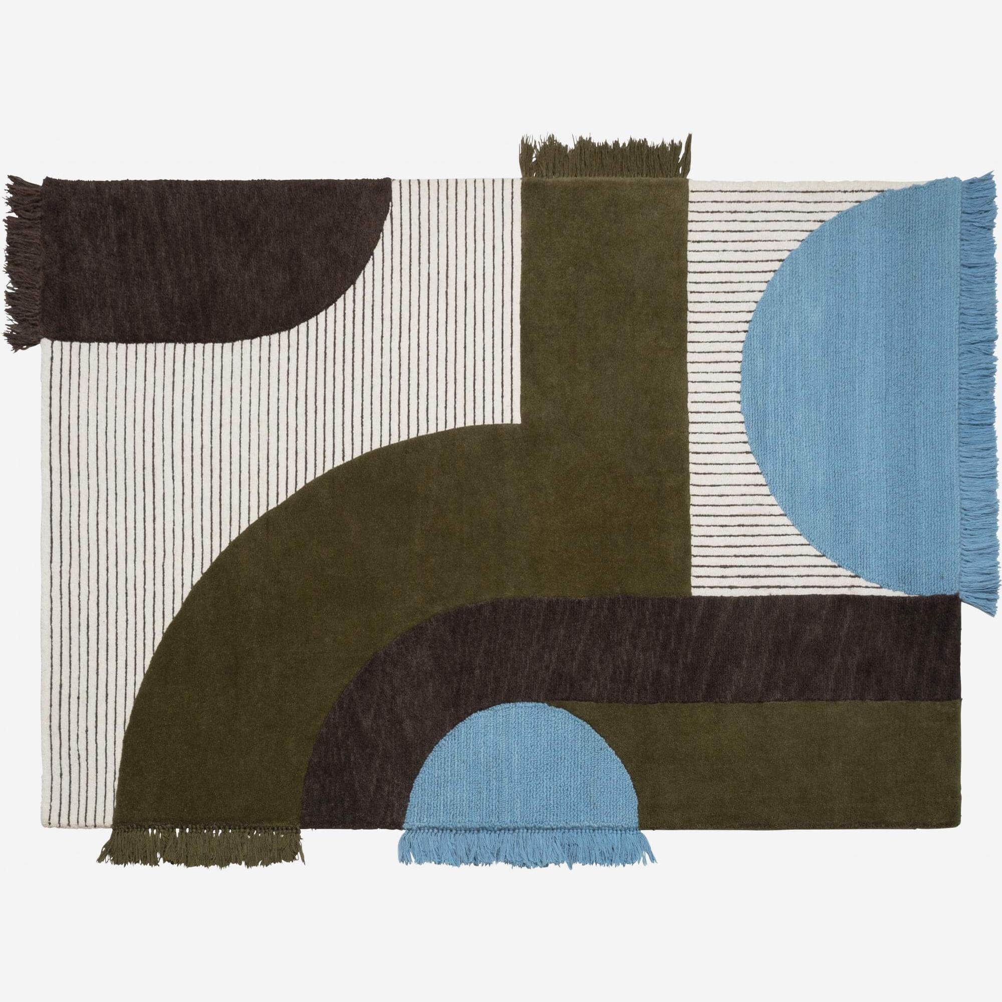 Woollen and cotton handwoven rug - 170 x 240 cm - Motif by Floriane Jacques