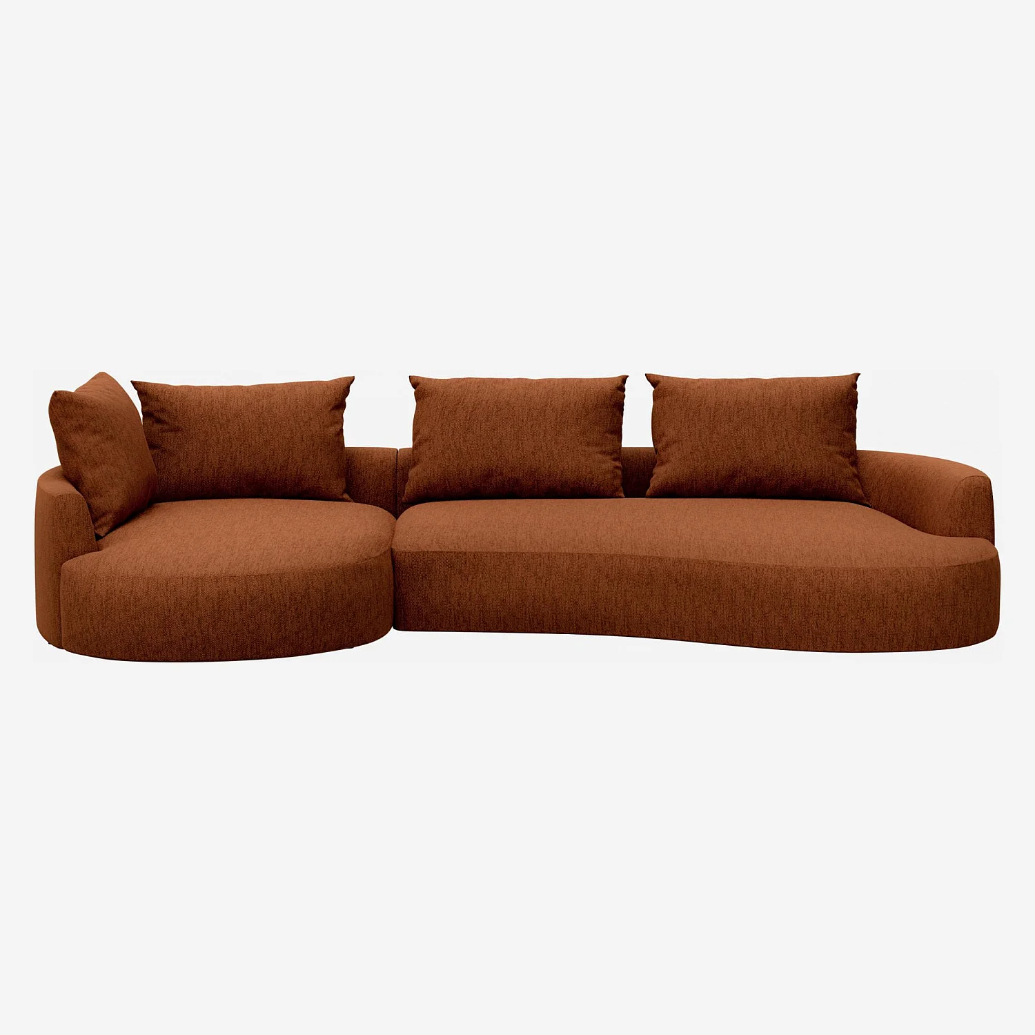 Canapé d'angle gauche de forme organique en tissu Copparo - Orange rouille  - 2