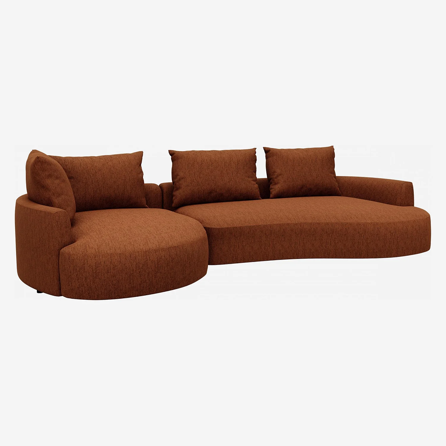 Canapé d'angle gauche de forme organique en tissu Copparo - Orange rouille  - 4